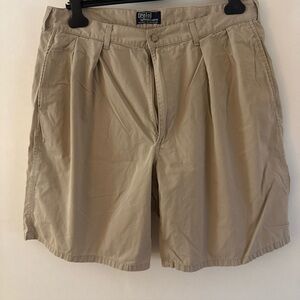 Polo Ralph Lauren Men’s Shorts Pleated Size 36, Khaki, Button,  Zip Up, Pockets